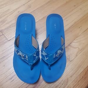 Blue coach flip flop